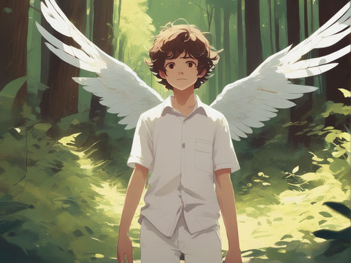 anime guy with bird wings