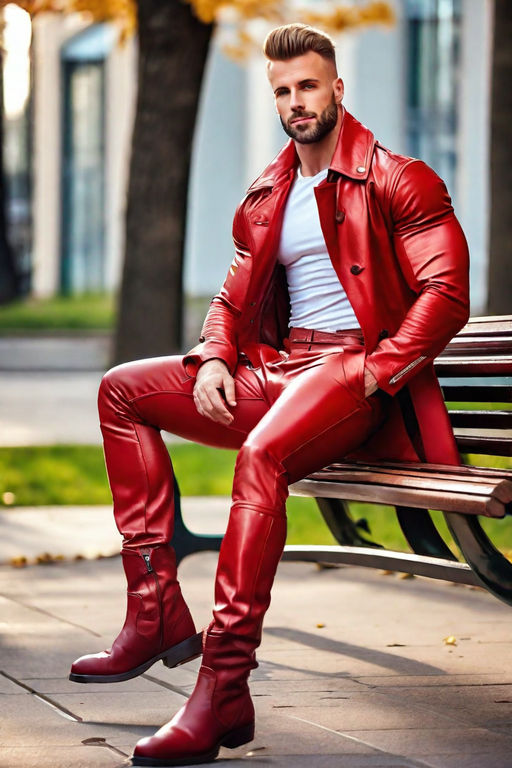 red full leather outfit - Playground