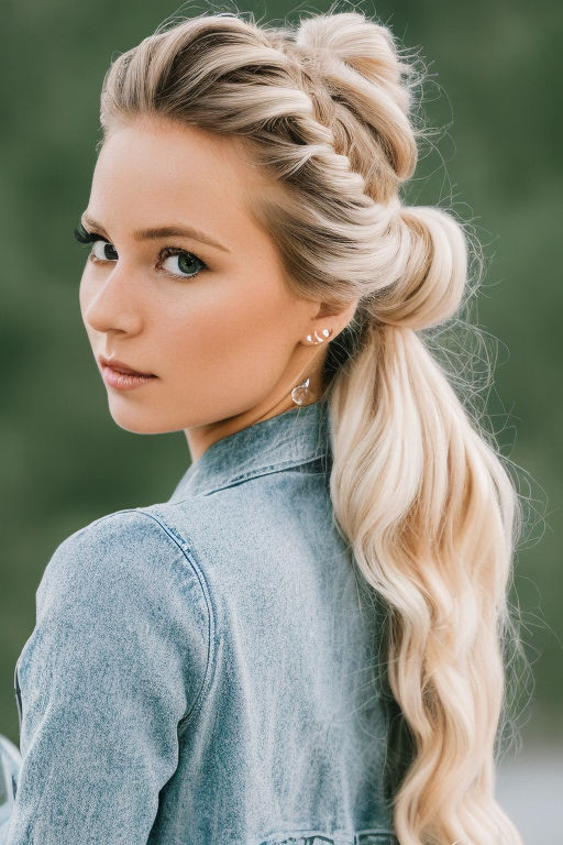 messy-bun-with-fishtail-braids-hairstyle-for-medium-and-long-hair - K4  Fashion
