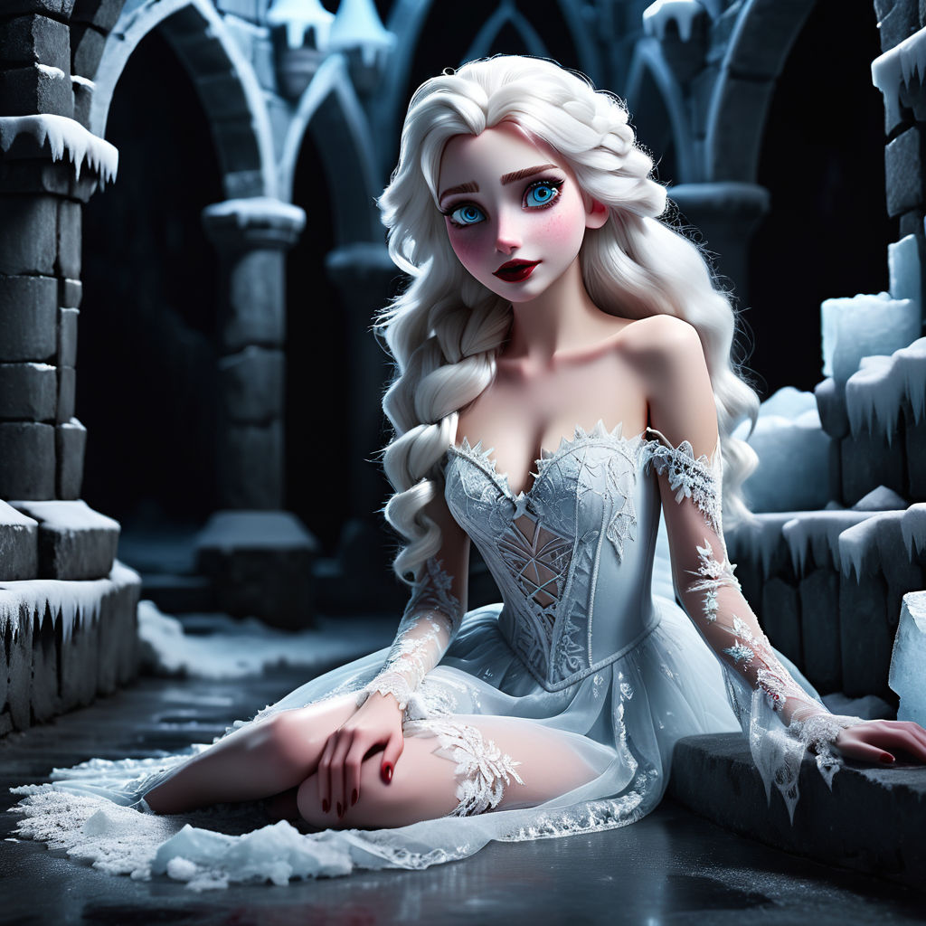 elsa in hd anime dark fantasy world detailed - Playground