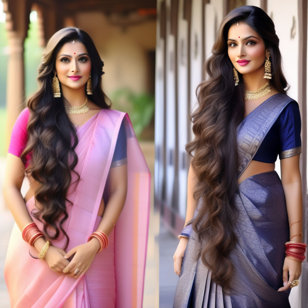 South Indian half saree style for traditional modern girls look so pretty . Simple engagement makeup with loose hair adorned with jasmine… | Instagram