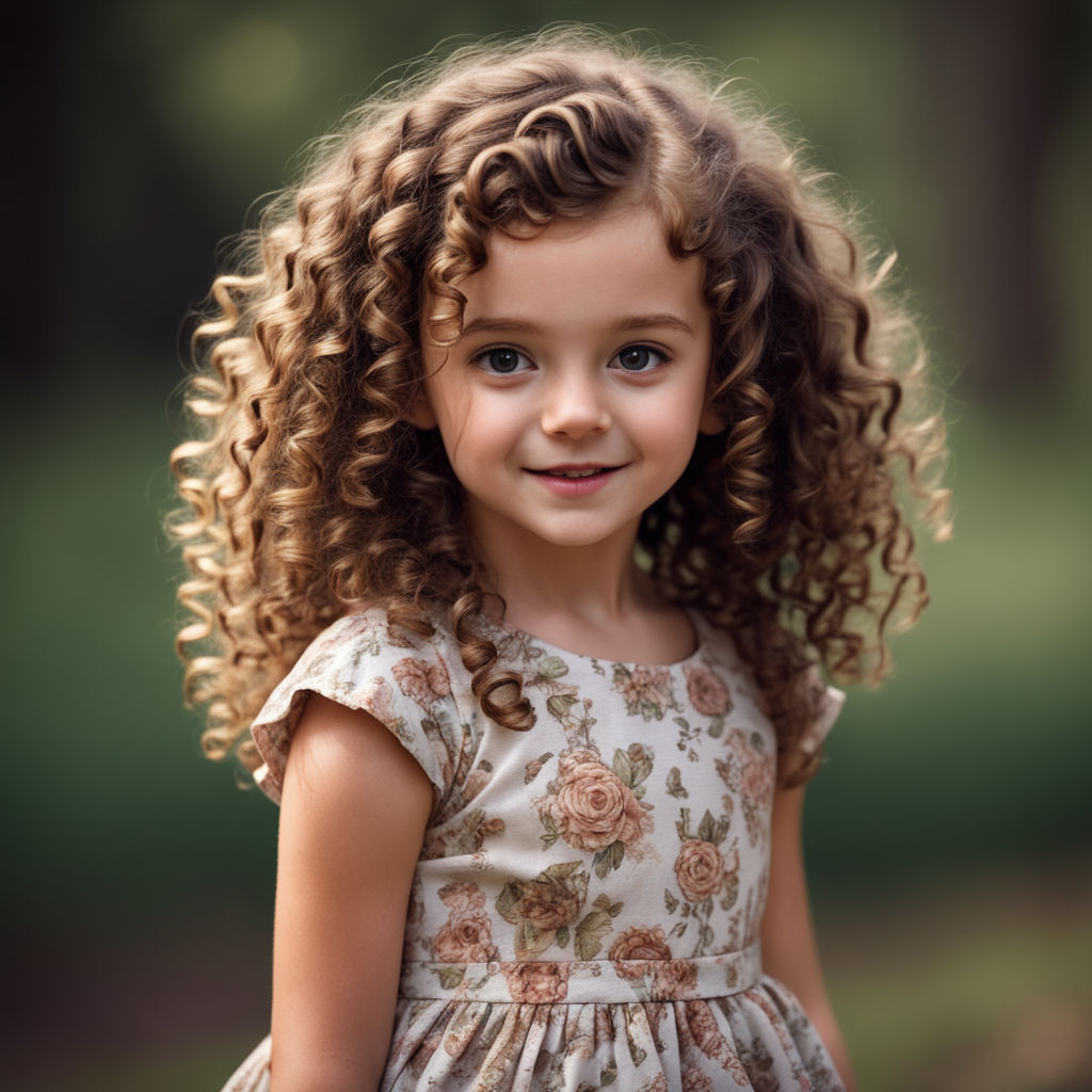 little girls with brown curly hair