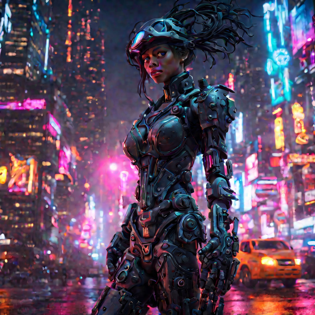 Cyberpunk Ronin in a Neon City - HD Mobile Walls