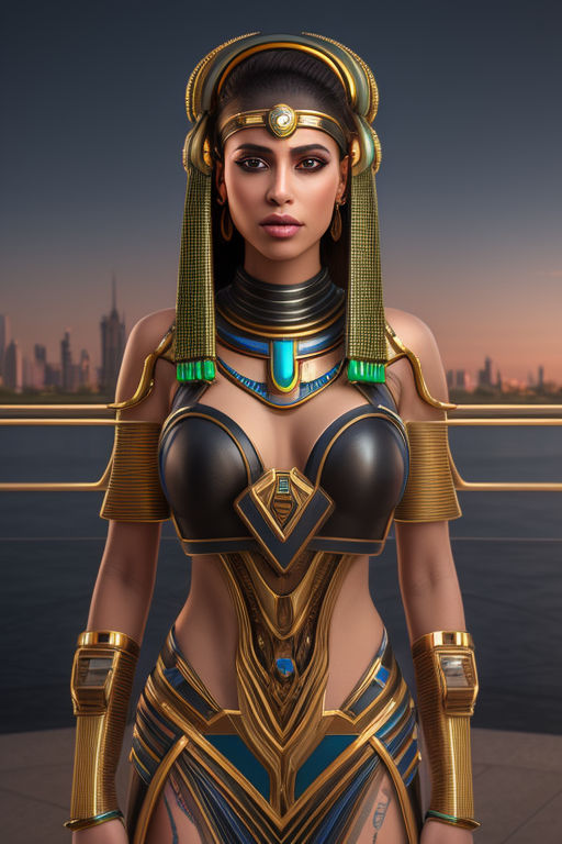 Create full body a stunning anime girl with Egyptian style like