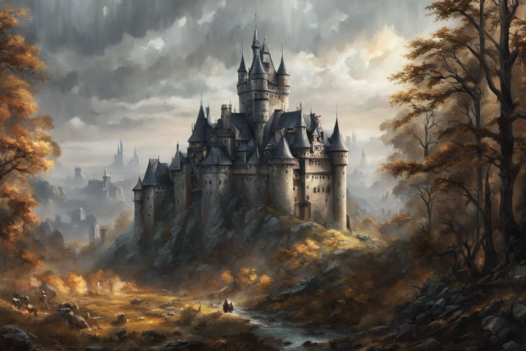 dark medieval castle painting