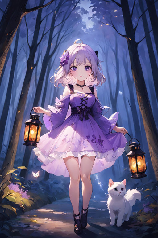 Female Anime Style Artwork With Purple Hair And Purple Eyes Background, Purple  Anime Picture, Purple, Animal Background Image And Wallpaper for Free  Download