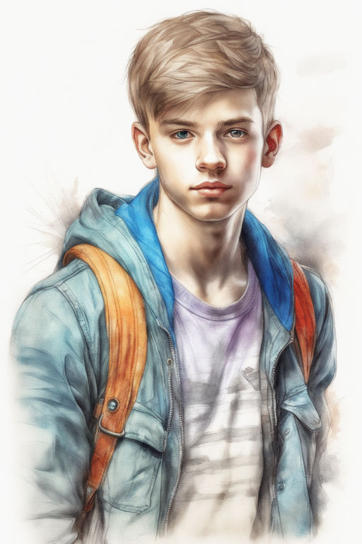 realistic drawing of a teenage boy