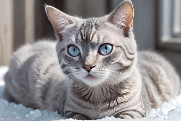 silver tabby she cat with blue eyes