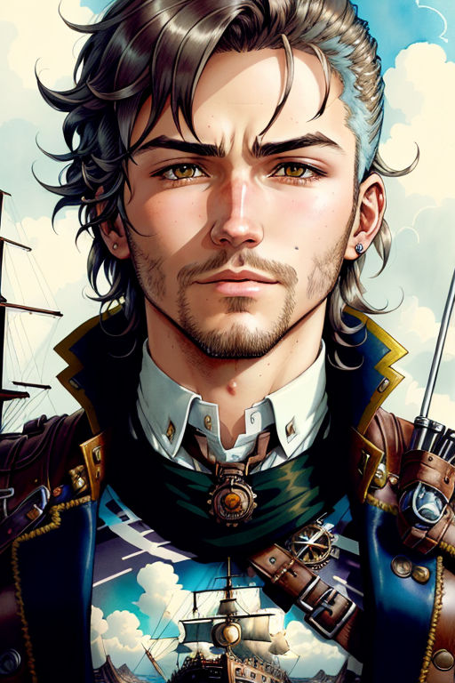 steampunk pirate male anime