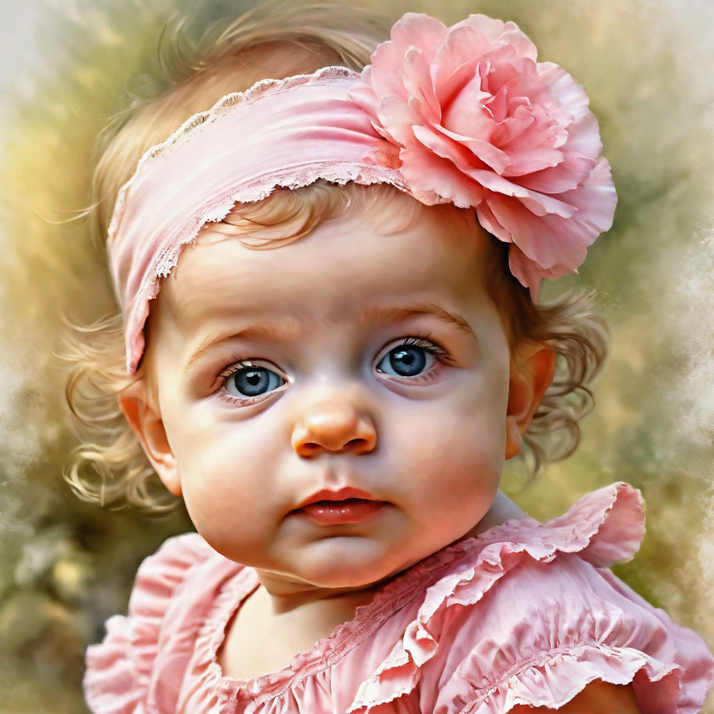 Digital Watercolour Baby Portrait from Newborn Photo