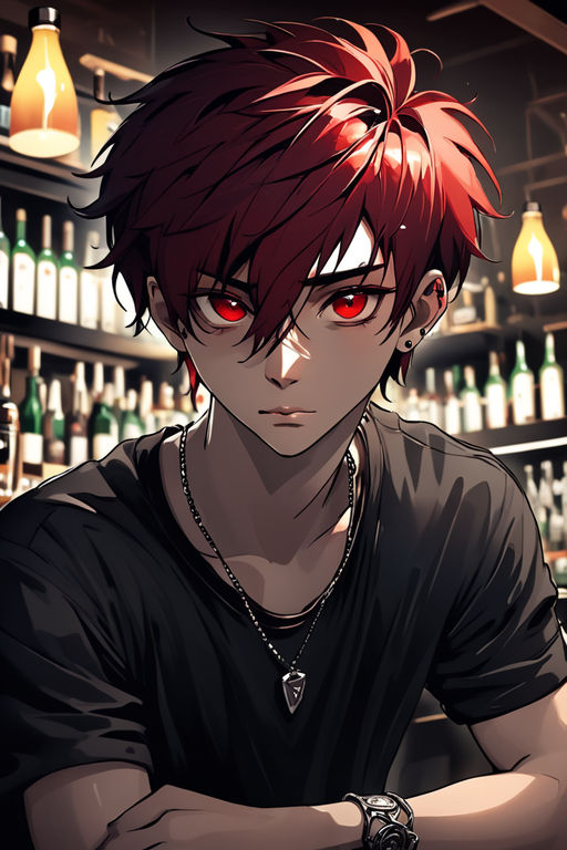 anime boy with red hair