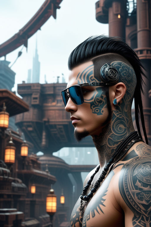 A punk-style tattooed man with a sense of technology