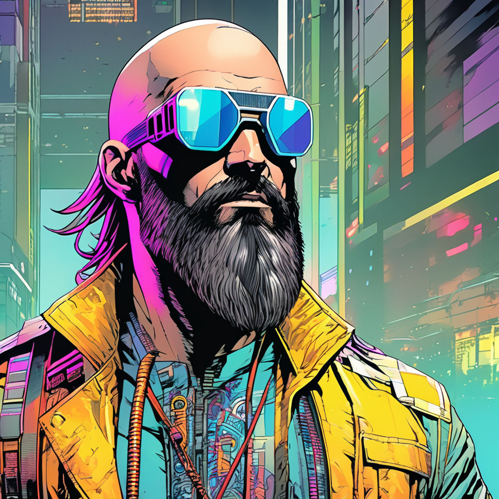 cool grizzly bear in cyberpunk style glasses - Playground