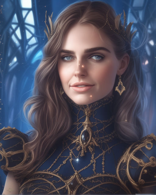 A very realistic Portrait of Margot Robbie with blue eyes and black hair  color who is a medieval Baratheon princess wearing a Baratheon princess  game of thrones medieval dress with gold motifs