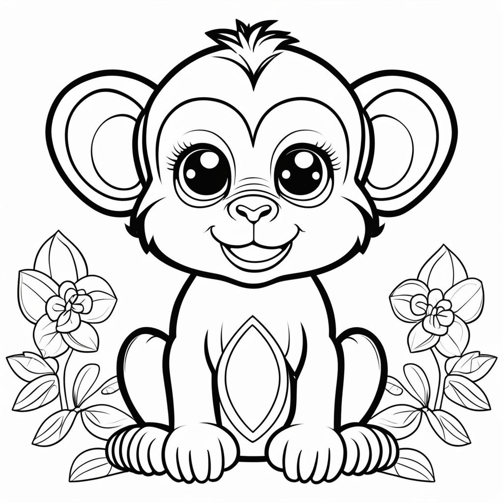 cute coloring pages of baby monkeys