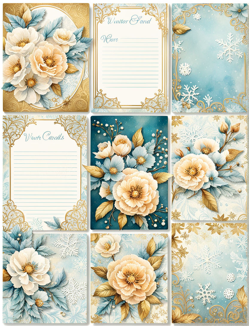 Beautiful winter Christmas on lined vintage journal page with pretty border  with beautiful muted blue - Playground