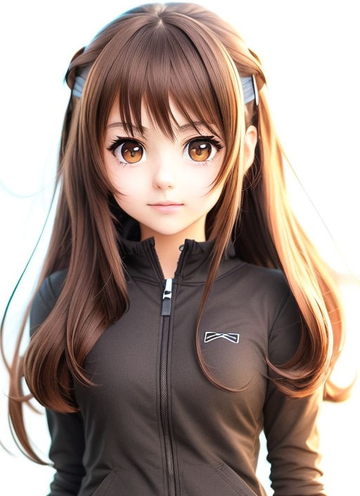 cute cartoon girl with brown hair