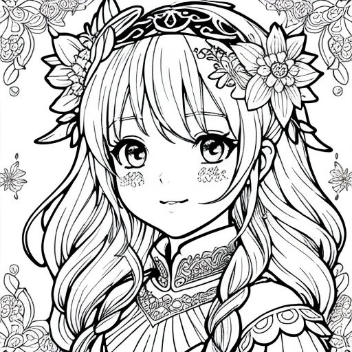 Anime Coloring Book Pages Midjourney Prompt - promptsideas.com-demhanvico.com.vn