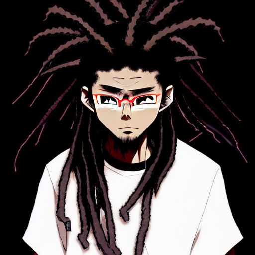 AI Art Generator Black male cartoon character with dreads smoking a spliff  with a logo that says dirty ls