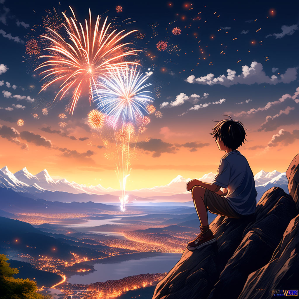 Download Aesthetic Sad Anime Girl Fireworks Wallpaper | Wallpapers.com