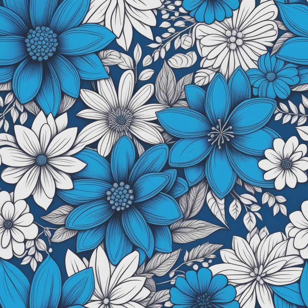 Royal Blue Watercolor Floral Clipart ~ Illustrations - Drawing Of Simple  Flowers, HD Png Download - vhv