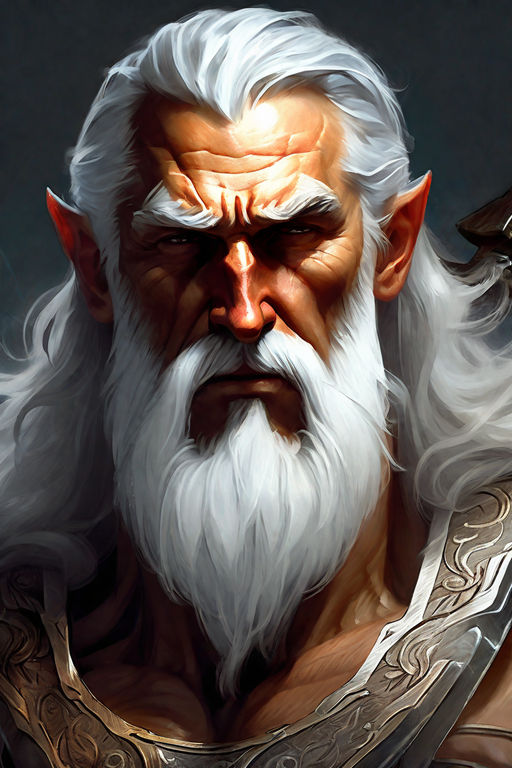 painted portrait of rugged odin, god of war, nordic