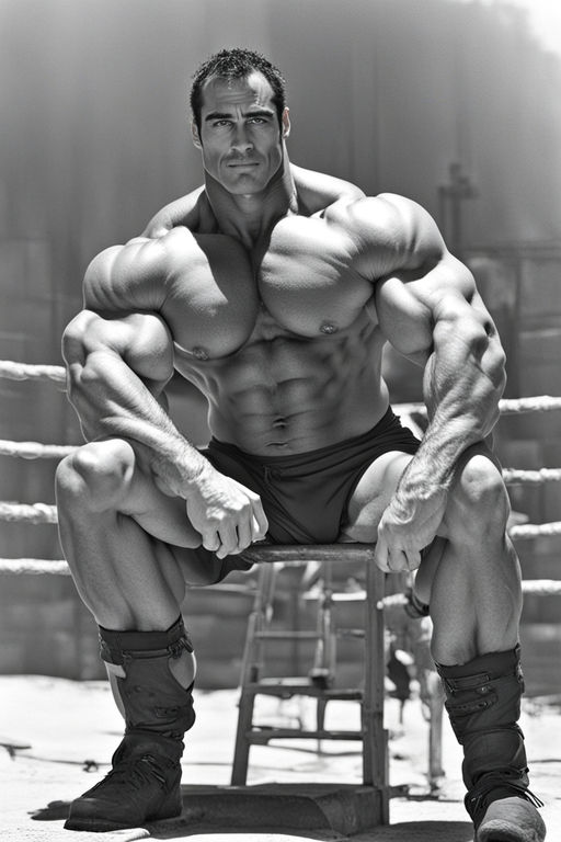 00115 a black and white photo of the greatest gigachad, huge upper body,  musclular, shirtless, oiled - ImgPile