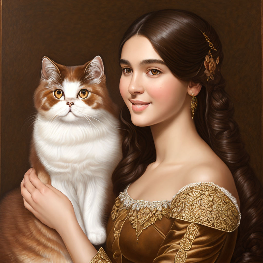 Portrait of a beautiful woman with a cat's face - Playground