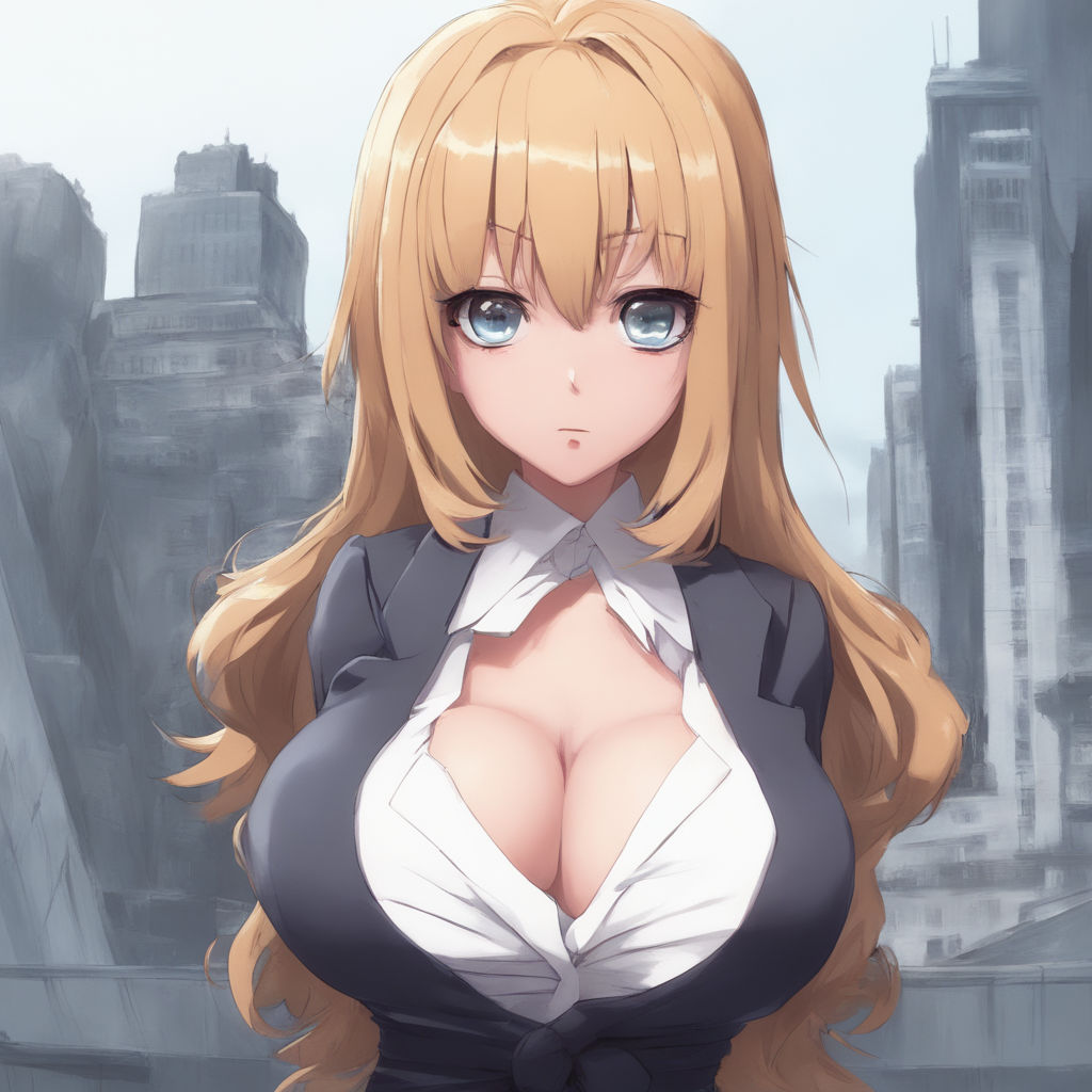 Anime Styled Woman with Unrealistically Large Breasts