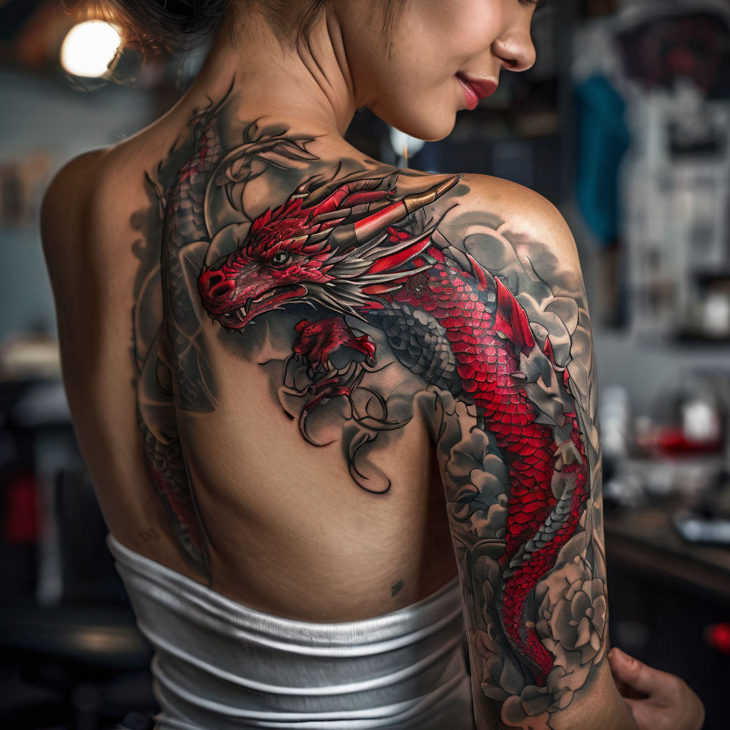 Beautiful Dragon Tattoo In Skin Color Background Leggings | Zazzle