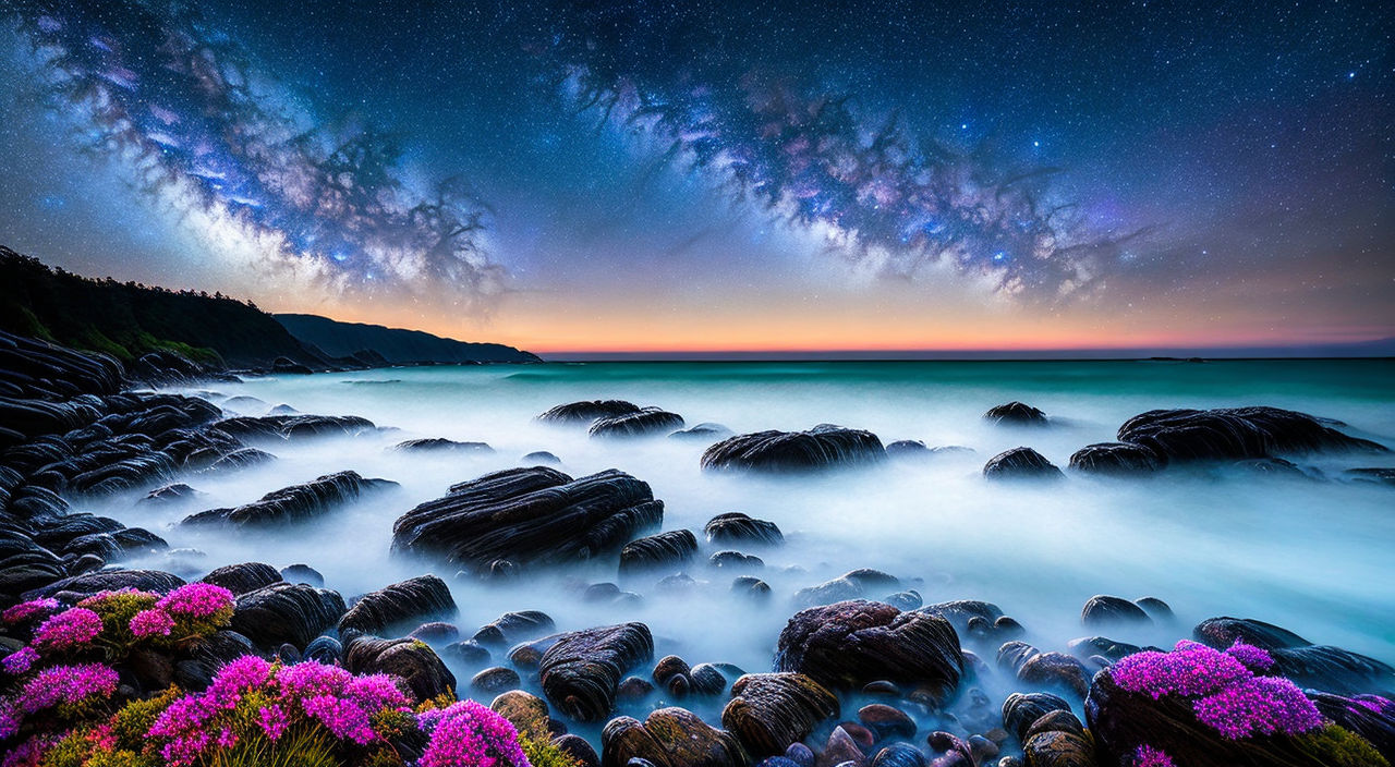 Milky Way Over the Sea Wallpaper 4K