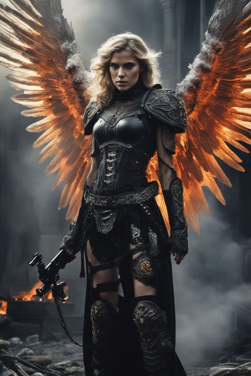 black winged archangel warrior