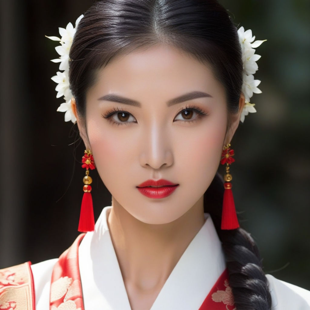 Traditional Chinese hanfu, hairstyles, and makeup.