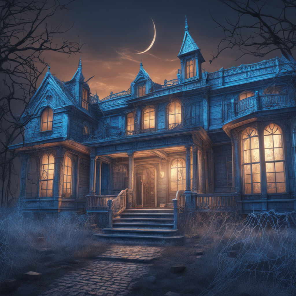 Halloween haunted house Moon with Bats and ghost Wall or Window Decor Decal