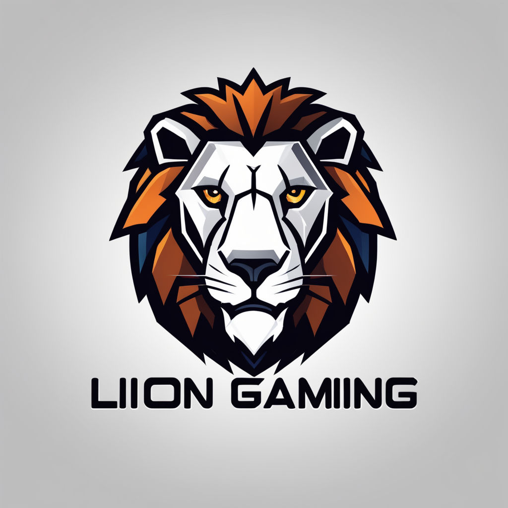Flat design of a gaming logo featuring a lion on Craiyon