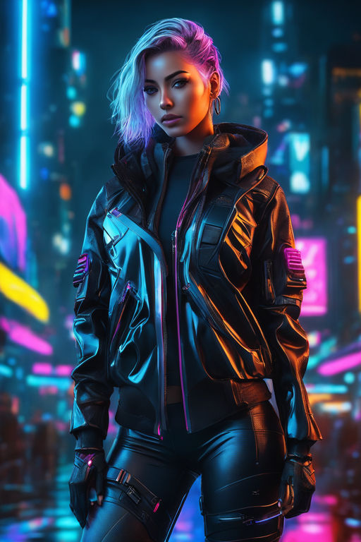 HD wallpaper: men, jacket, backpacks, futuristic, futuristic city, cyberpunk