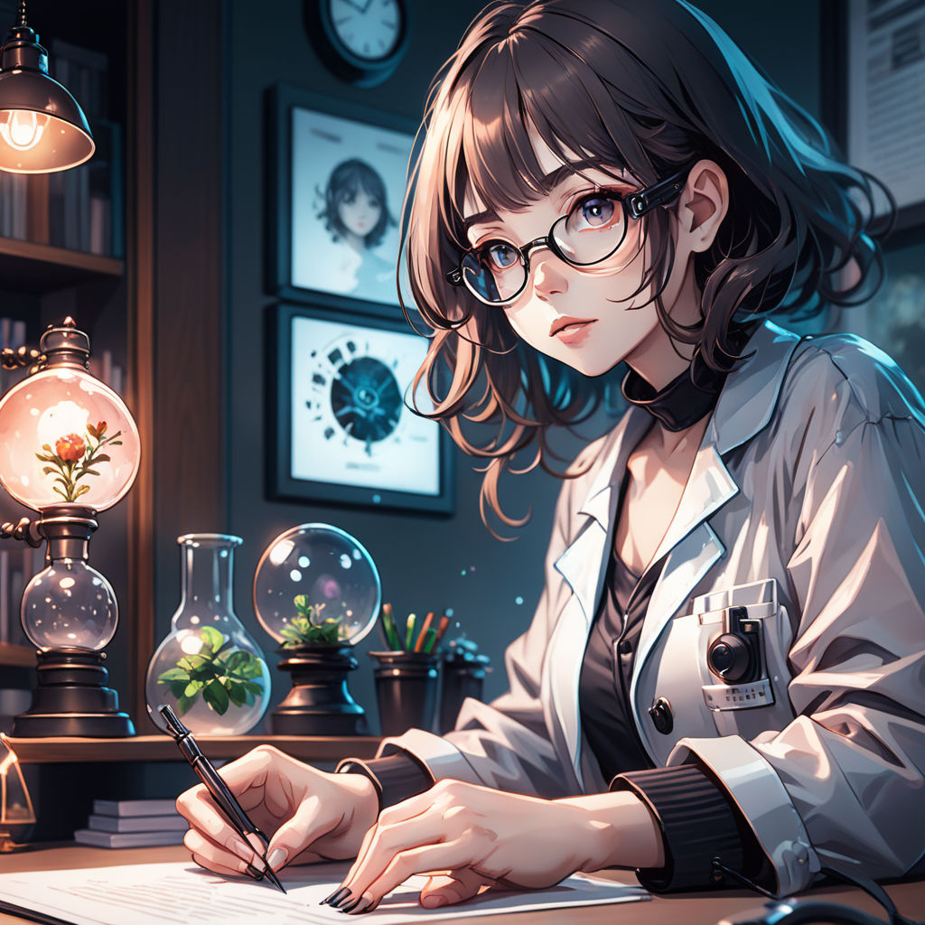 anime scientist drawing