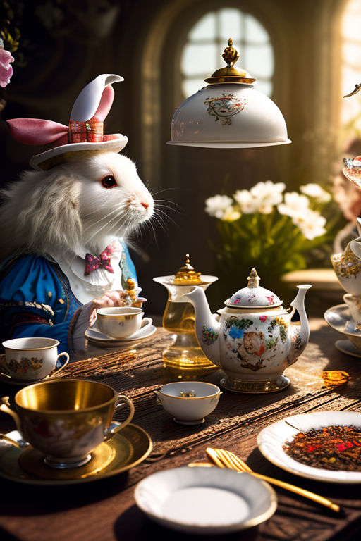 Whimsical Tea Set with Alice in Wonderland