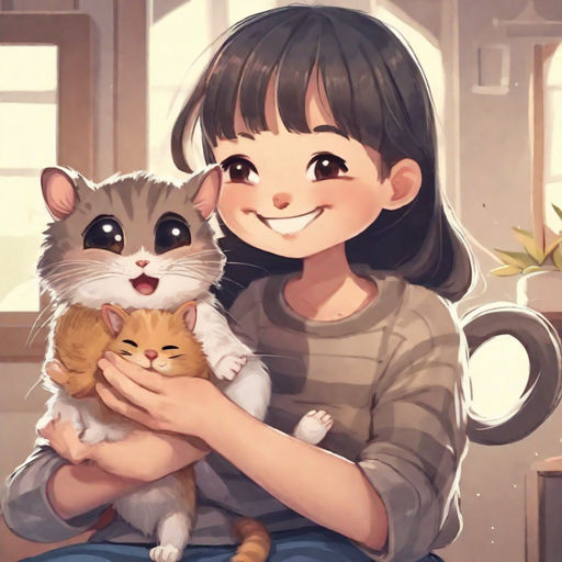 PublicDomainVectors.org-Anime girl with kitten