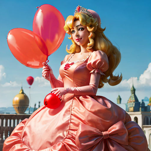 Free Ai Image Generator - High Quality and 100% Unique Images -  —  Cinderella from the cartoon as princess peach from the cartoon dressed in  red harem see through underwear. Feet