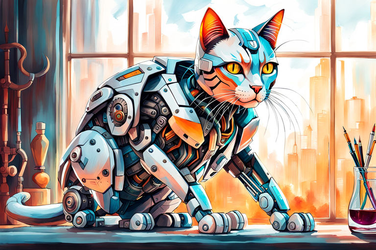 Mouse controlling a robot cat to defend himself. Concept art I did :  r/FortNiteBR