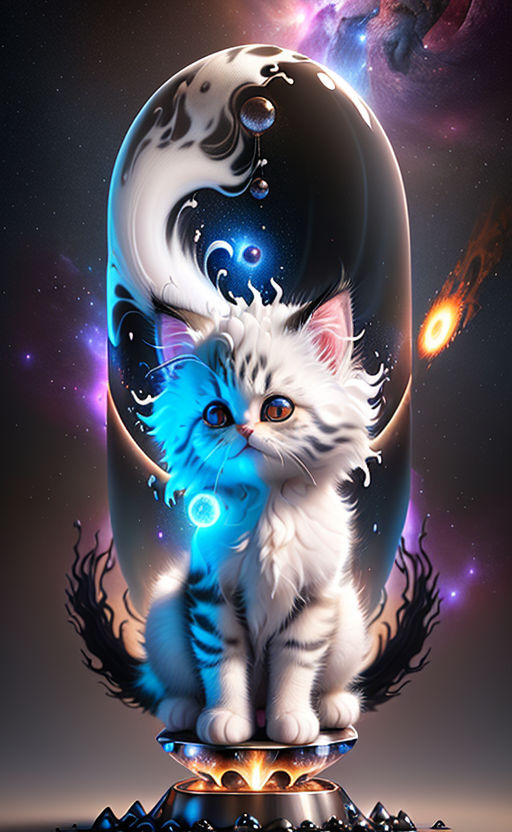 Space Cat: Serene Feline in the Cosmos, AI Art Generator