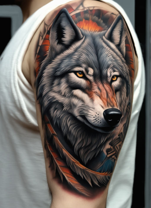 full wolf howling tattoo