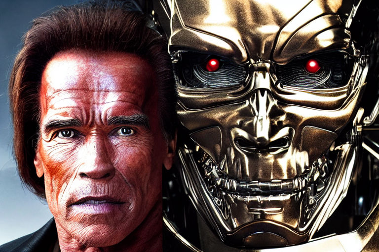 terminator half robot face