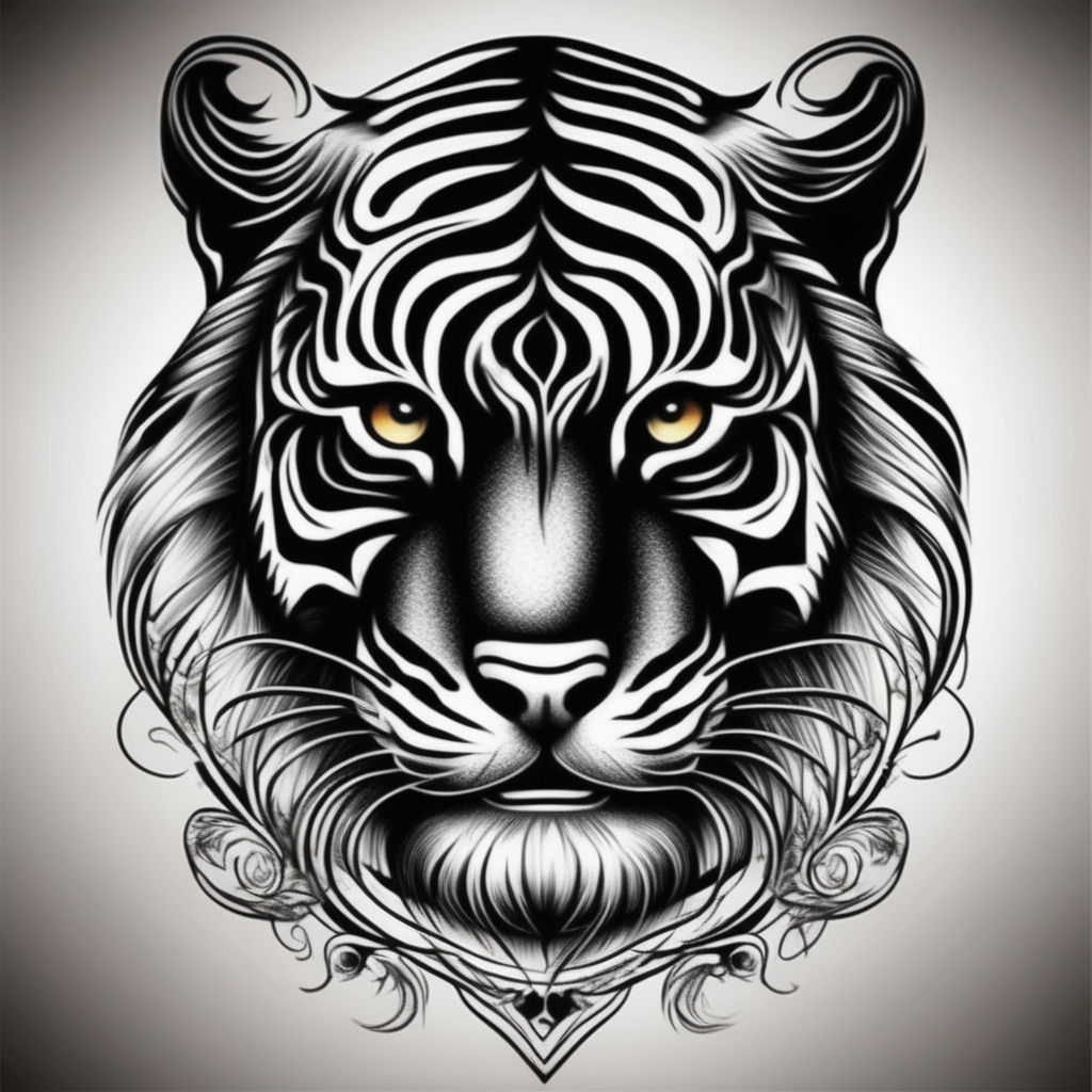 one line geomtric polygonal tattoo Sumatran tiger