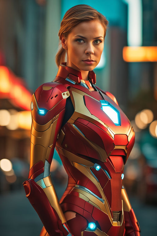 Female Surname 18 Years Old Cute Face Wearing Sexy Iron Man Suit