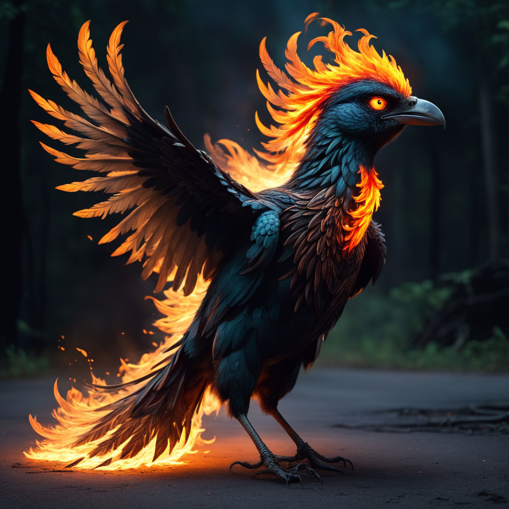 Feathers and Fire - Fabled Phoenix Bird - NeatoShop
