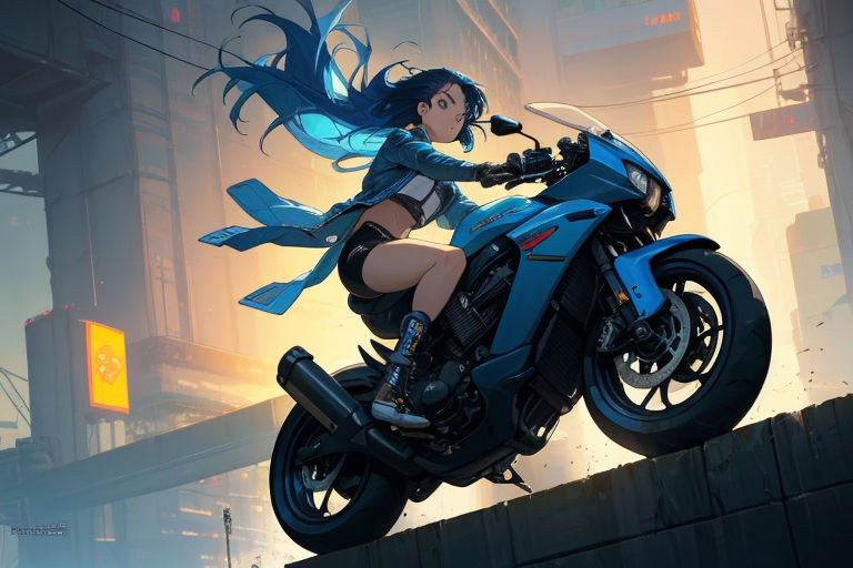 anime girl on a motorcycle