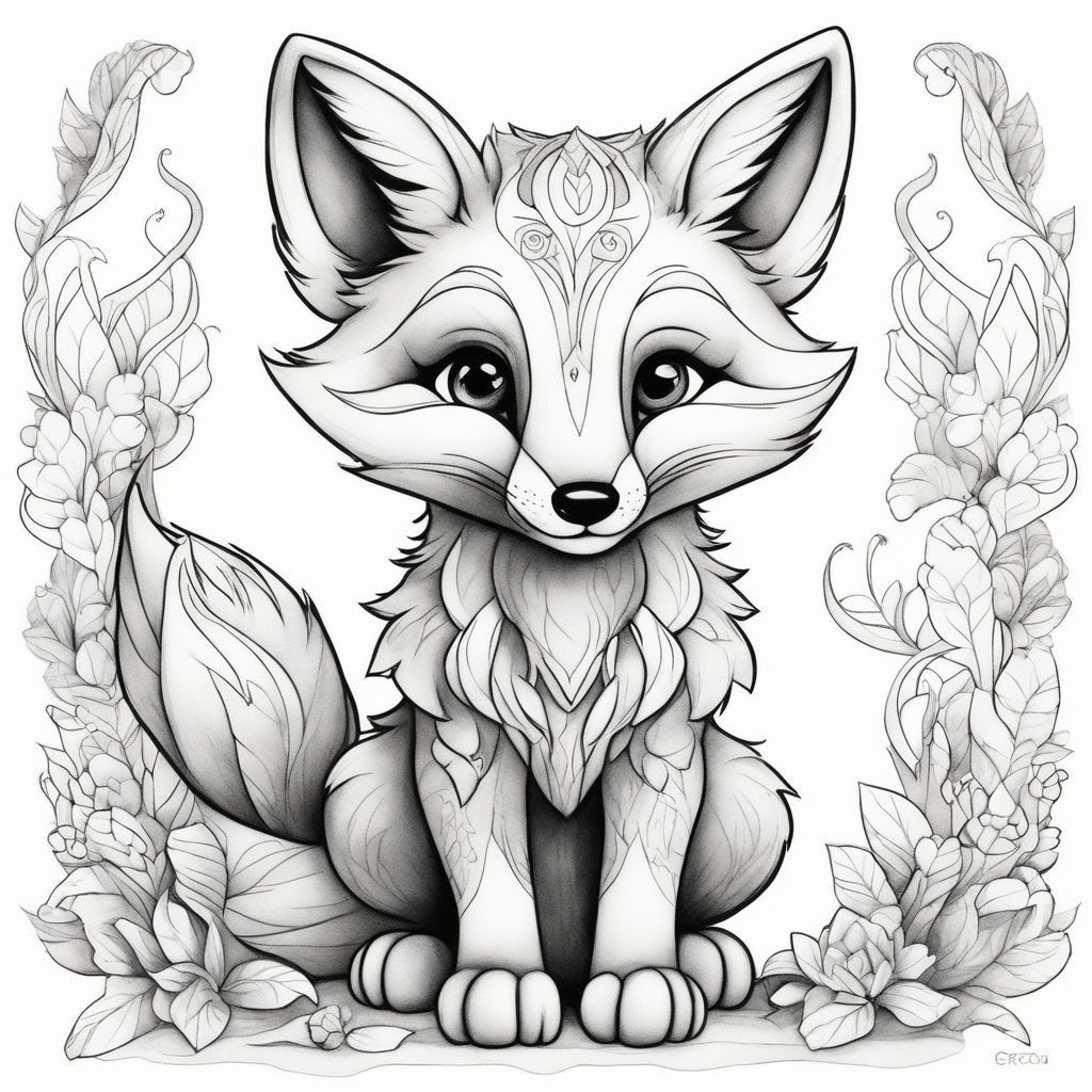 chibi fox lineart