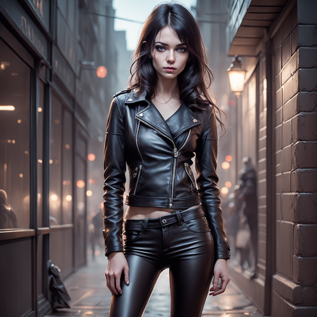 teenage girl with dominant leather clothing - Playground